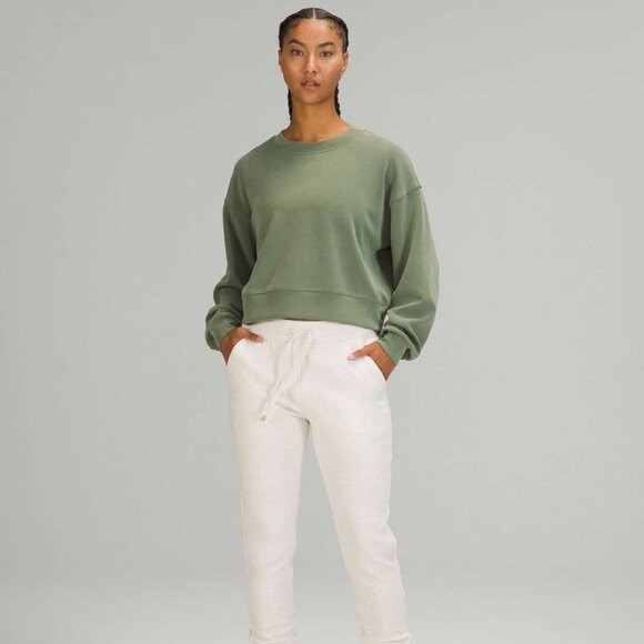 Lululemon Perfectly Oversized Cropped Crew Softstreme - Green Twill - Size 4 - Picture 4 of 11